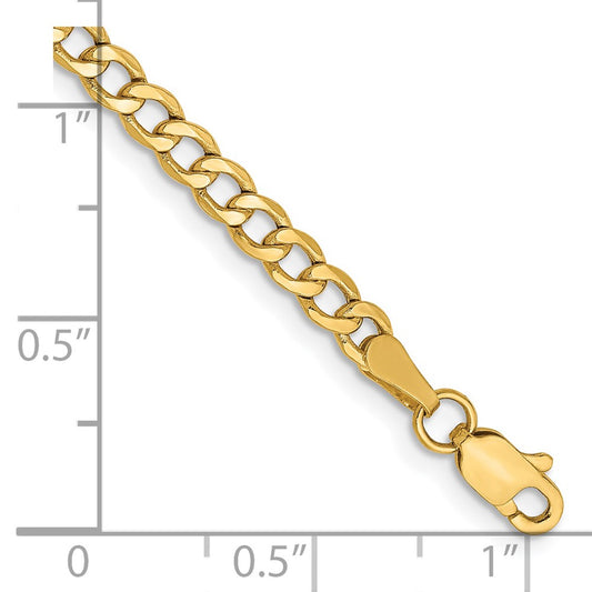 Buy Stylish 14K Gold 7-Inch Semi-Solid Curb Bracelet - 3.35mm Links, Luxury!