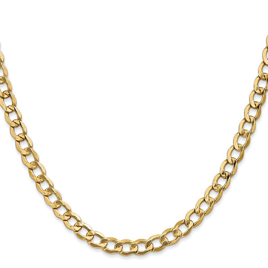 Buy Stylish 14K Gold Semi-Solid Curb Chain - 28-Inch, 5.25mm, Affordable Value