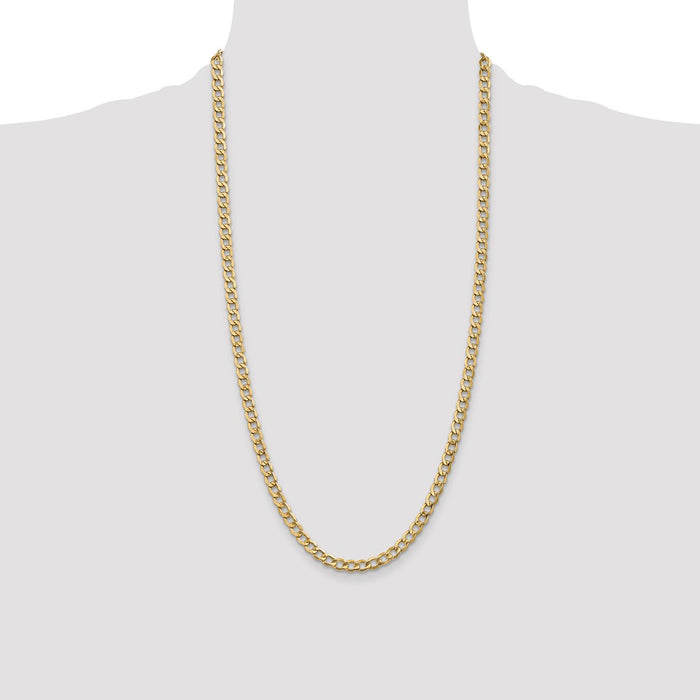 Buy Stylish 14K Gold Semi-Solid Curb Chain - 28-Inch, 5.25mm, Affordable Value-4