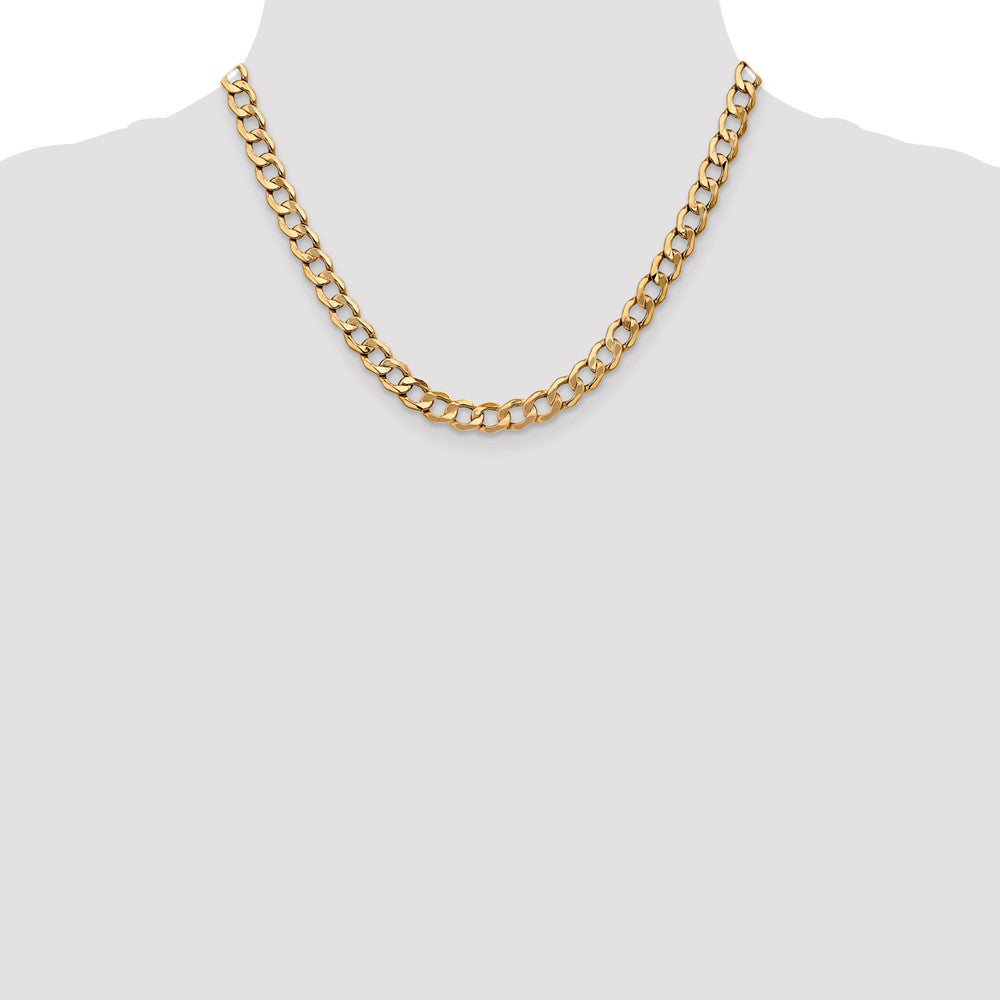 High-Quality 14K Gold 18-Inch 7mm Curb Chain | Stylish Lobster Clasp