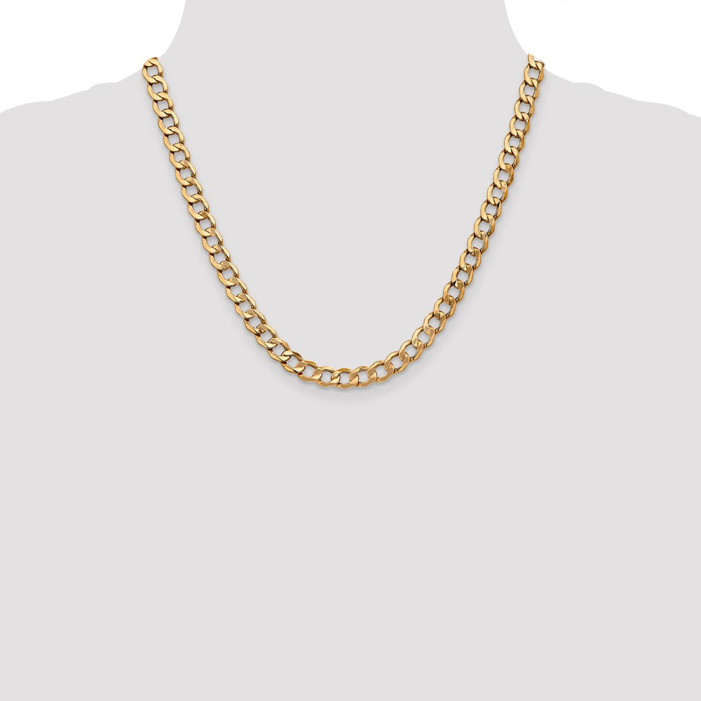 Buy 14K Gold 20-Inch 7mm Semi-Solid Curb Chain - Affordable Luxury Jewelry