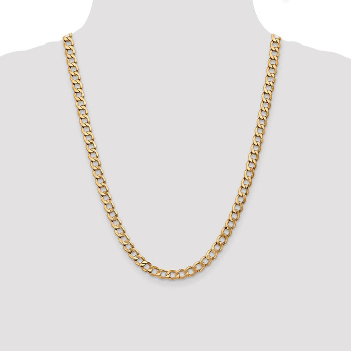 Shop Stylish 14K Gold 24-Inch 7mm Semi-Solid Curb Chain - Luxury Accessory-4