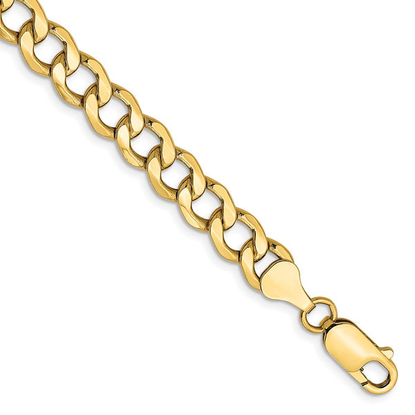 14K Gold 7mm Semi-Solid Curb Bracelet