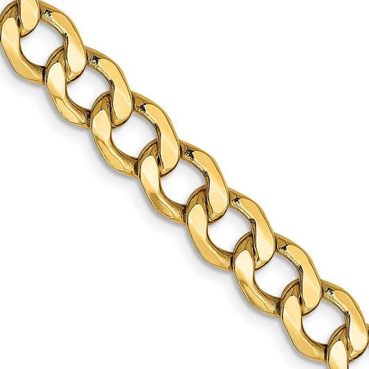 Buy 14K Gold 26-Inch 7mm Semi-Solid Curb Chain - Stylish Luxury Accessory