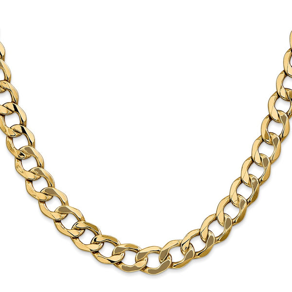 14K Gold 9mm Semi-Solid Curb Chain - Style GR1-1001140