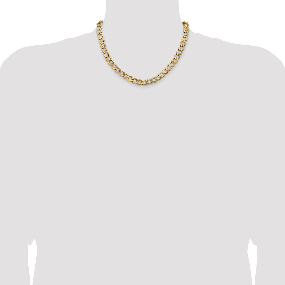 Exclusive 14K Gold 18-Inch 9mm Semi-Solid Curb Chain - Stylish & Affordable!