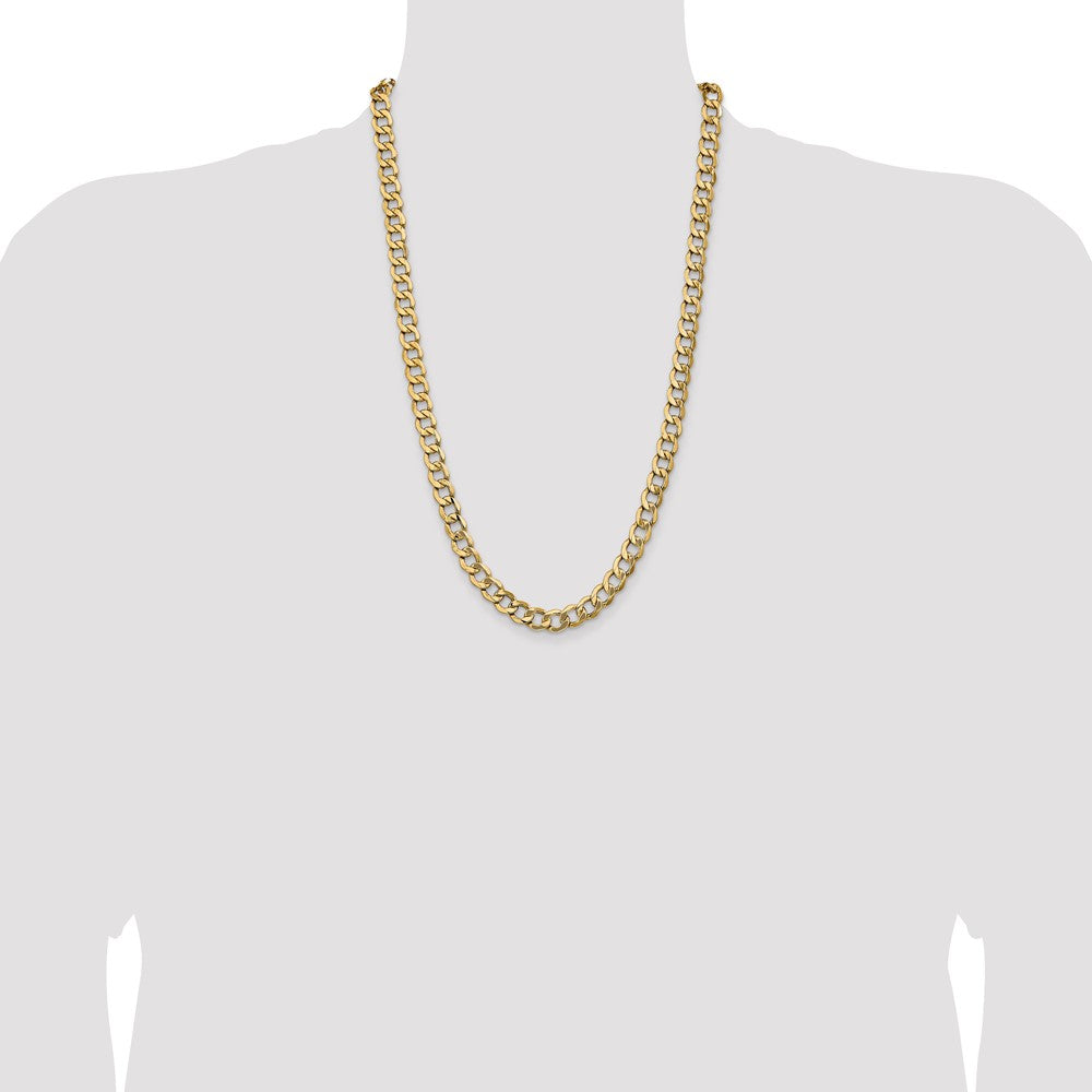 Shop Luxury 14K Gold 26-Inch 9mm Semi-Solid Curb Chain with Clasp