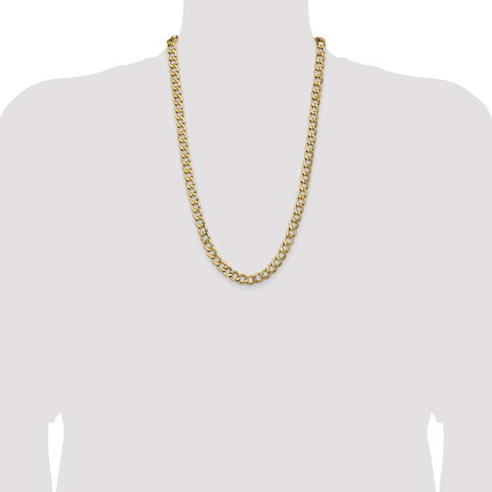 Shop Luxury 14K Gold 26-Inch 9mm Semi-Solid Curb Chain with Clasp-4