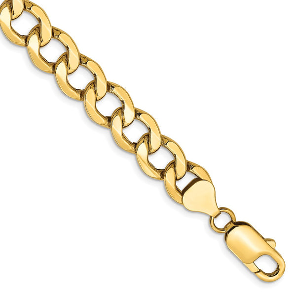 14K Gold 7-Inch 9mm Semi-Solid Curb Bracelet