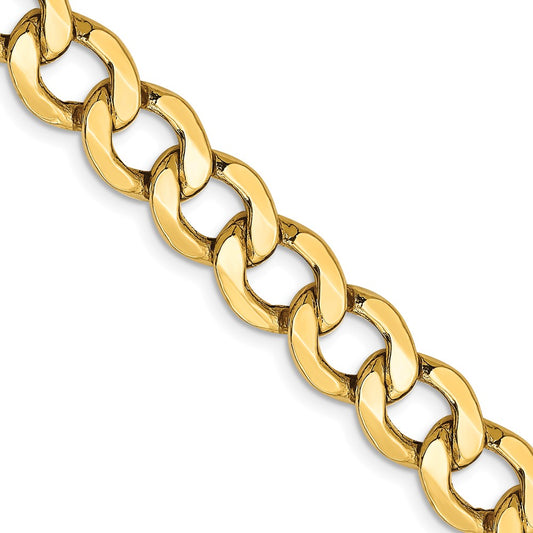 Exclusive 14K Gold 24-Inch 9mm Semi-Solid Curb Chain - Stylish & Affordable!