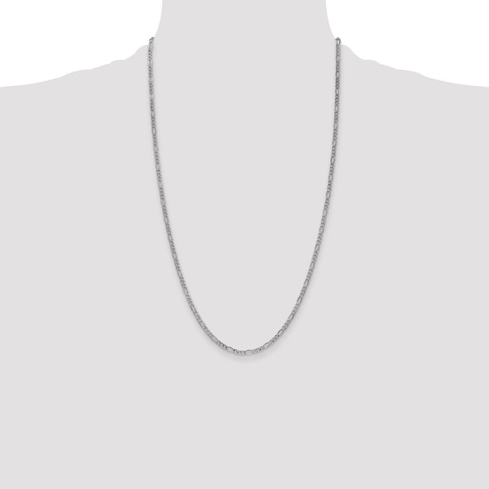 Shop Stylish 14K White Gold 26-Inch Figaro Chain - 2.5mm, Affordable Luxury-4