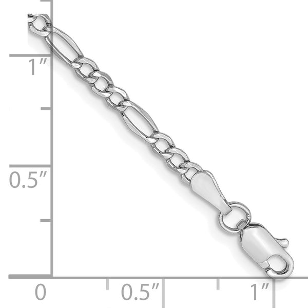 14K White Gold Figaro Bracelet 2.5mm