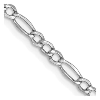 Shop 22-Inch 14K White Gold Figaro Chain - Stylish 2.5mm Semi-Solid Design