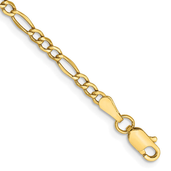 14K Gold 2.5mm Semi-Solid Figaro Chain Necklace