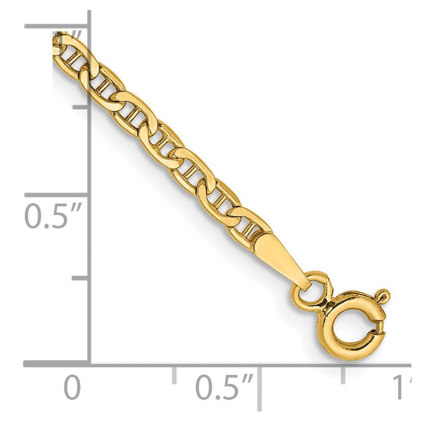 14K Gold Semi-Solid Anchor Bracelet - 2.4mm Chain