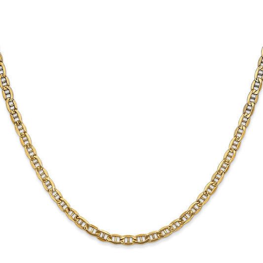 High-Quality 14K Gold 18-Inch 3.2mm Semi-Solid Anchor Chain, Stylish Lobster Clasp