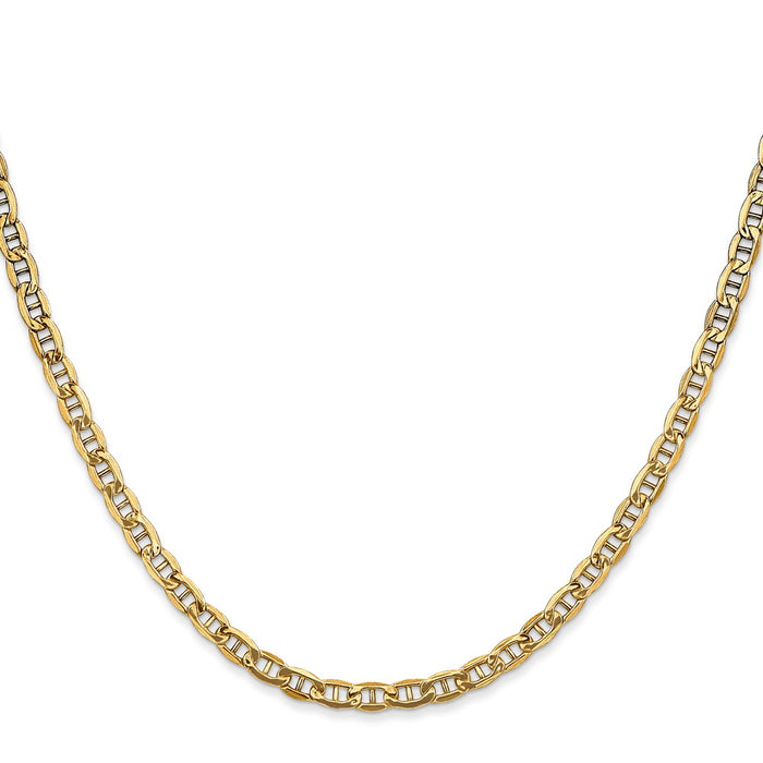 High-Quality 14K Gold 18-Inch 3.2mm Semi-Solid Anchor Chain, Stylish Lobster Clasp-2