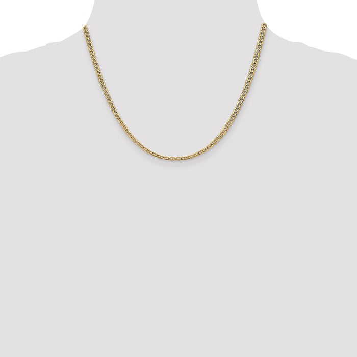High-Quality 14K Gold 18-Inch 3.2mm Semi-Solid Anchor Chain, Stylish Lobster Clasp-4