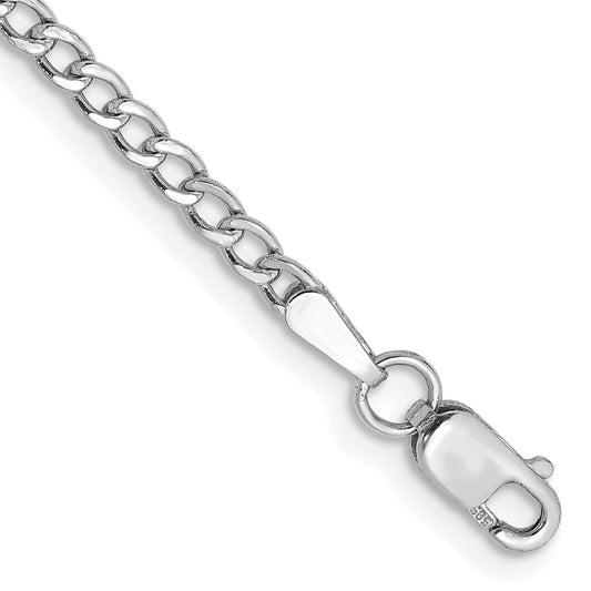 High-Quality 14K White Gold 9-Inch 2.5mm Semi-Solid Curb Anklet - Stylish Value!