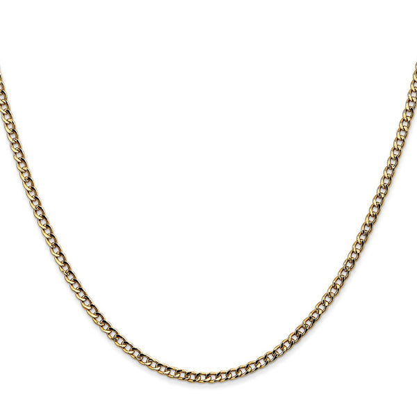 28-Inch 14K Gold 2.5mm Curb Chain - Lobster Clasp