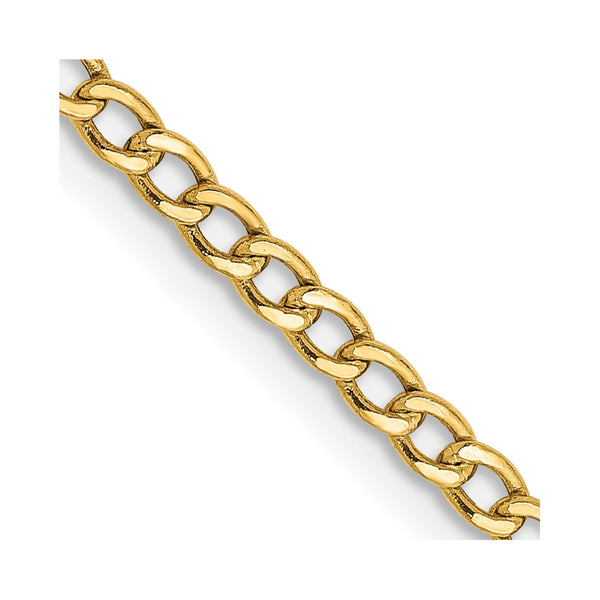 28-Inch 14K Gold 2.5mm Curb Chain - Lobster Clasp