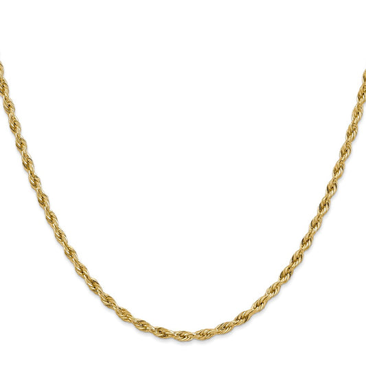Buy Stylish 14K Gold 22-Inch 3mm Semi-Solid Rope Chain - Luxury Value!