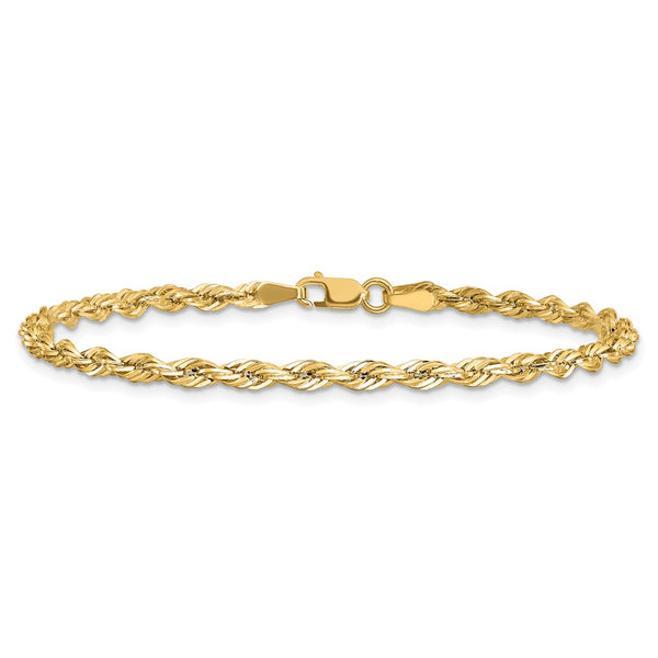14K Gold 8-Inch 3mm Semi-Solid Rope Chain