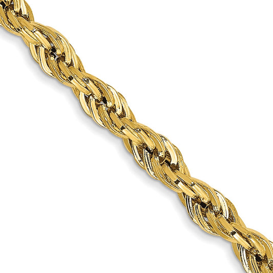 Buy Stylish 14K Gold 22-Inch 3mm Semi-Solid Rope Chain - Luxury Value!