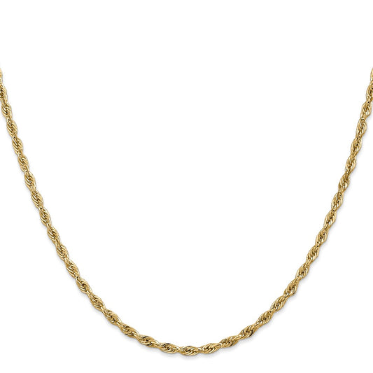 Buy 14K Gold 18-Inch Semi-Solid Rope Chain - Stylish 2.8mm Design, Luxury!