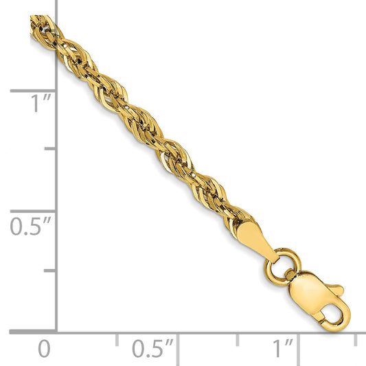 High-Quality 14K Gold 9-Inch 2.8mm Rope Anklet - Stylish and Affordable Luxury