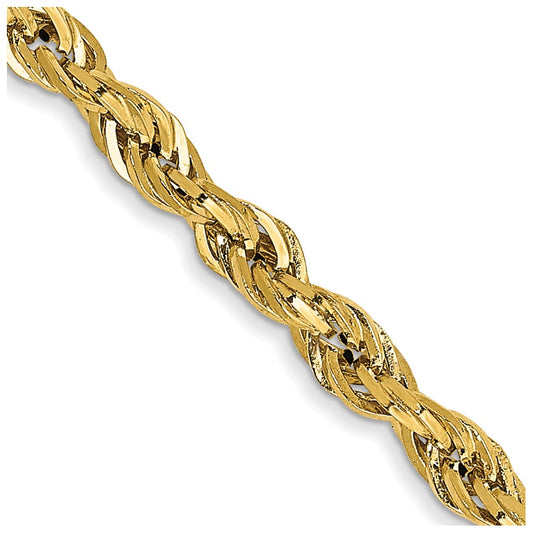 Buy 14K Gold 18-Inch Semi-Solid Rope Chain - Stylish 2.8mm Design, Luxury!