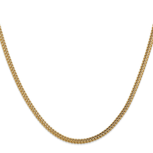 Shop 14K Gold 18-Inch 3mm Semi-Solid Franco Chain - Stylish & Elegant Clasp