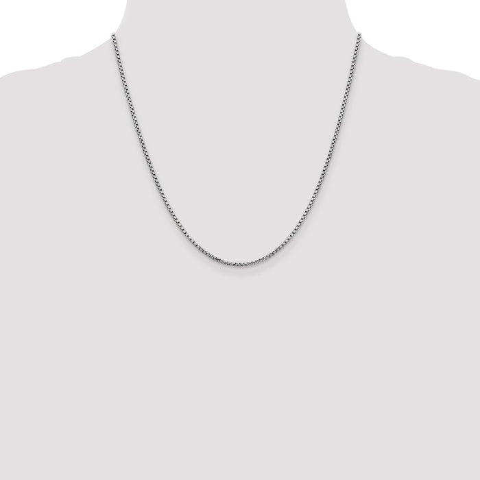 Buy Luxury 14K White Gold 20-Inch 1.75mm Round Box Chain with Clasp-4