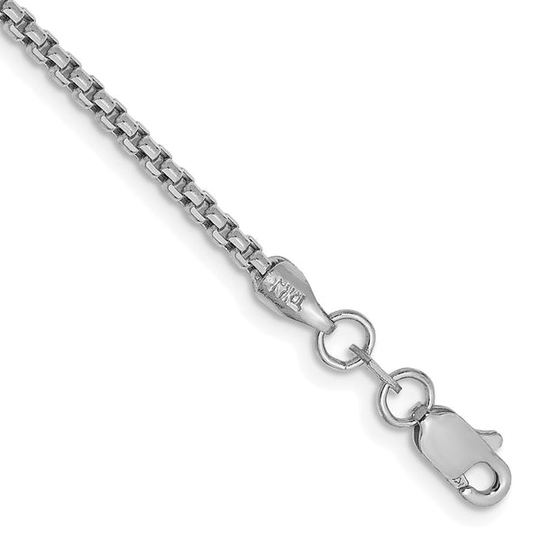 14K White Gold 8-Inch Box Bracelet, 1.75mm Links