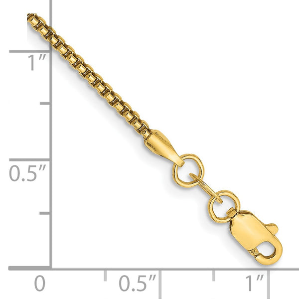 14K Gold Semi-Solid Round Box Chain Bracelet, 1.5mm
