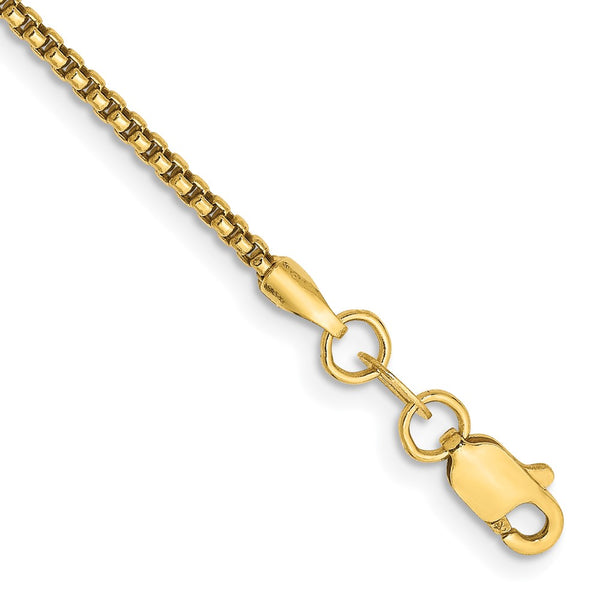 14K Gold Semi-Solid Round Box Chain Bracelet, 1.5mm