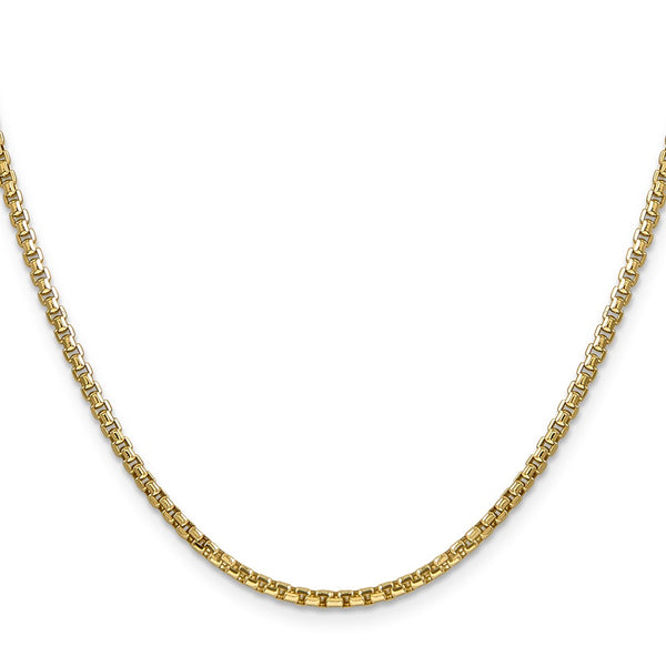 14K Gold 2.45mm Semi-Solid Round Box Chain