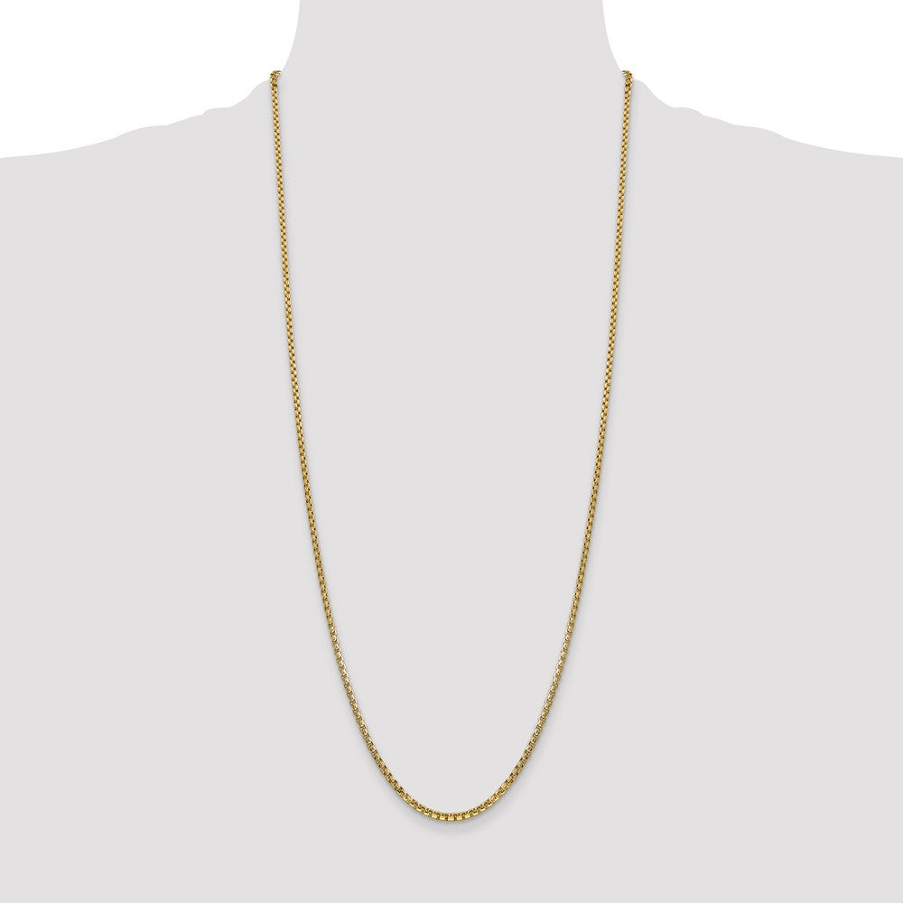 Buy Stylish 14K Gold 30-Inch Semi-Solid Round Box Chain - 2.45mm, Luxury!