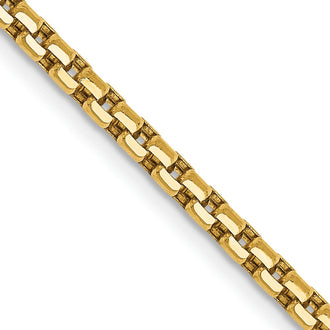 Buy 14K Gold 22-Inch Semi-Solid Round Box Chain - Stylish 2.45mm Clasp