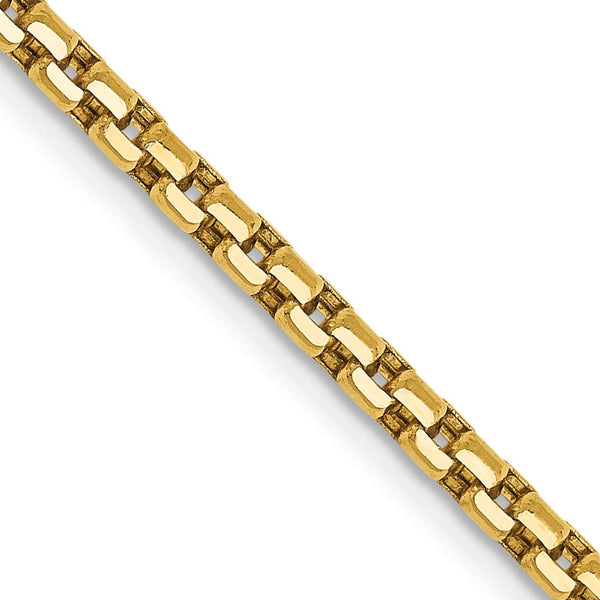 14K Gold 2.45mm Semi-Solid Round Box Chain