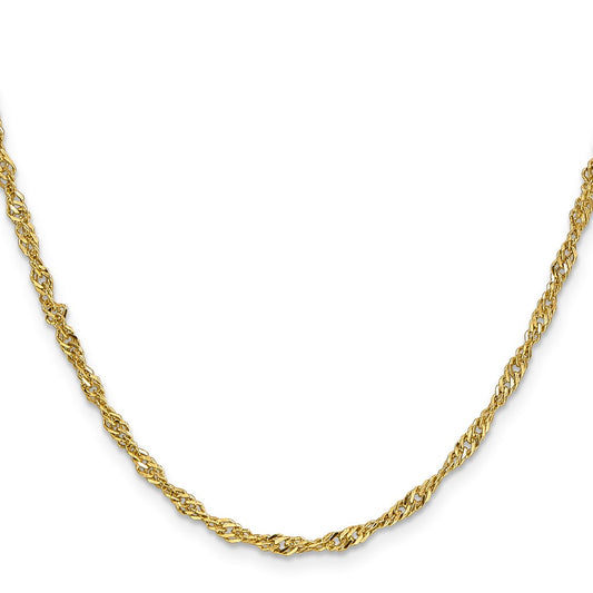 High-Quality 14K Gold Lightweight Singapore Chain - 18" 2.75mm, Stylish Value!
