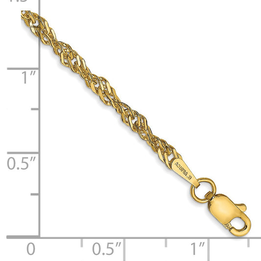 High-Quality 14K Gold 9-Inch Singapore Anklet, 2.75mm - Stylish & Affordable!
