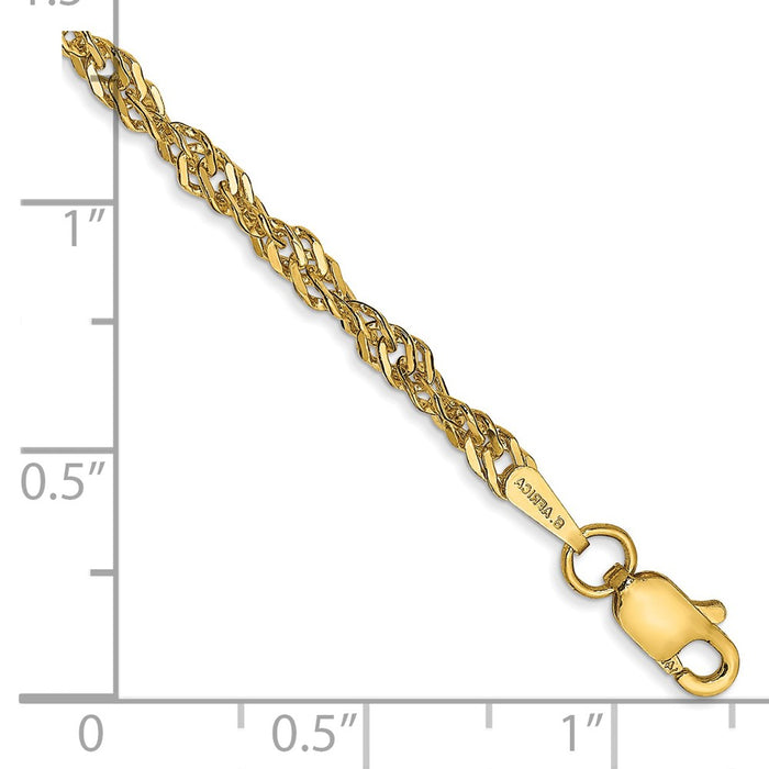 Buy Exclusive 14K Gold 10-Inch Lightweight Singapore Anklet - Stylish 2.75mm Chain-2
