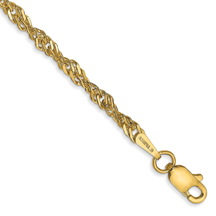 Buy Exclusive 14K Gold 10-Inch Lightweight Singapore Anklet - Stylish 2.75mm Chain-1