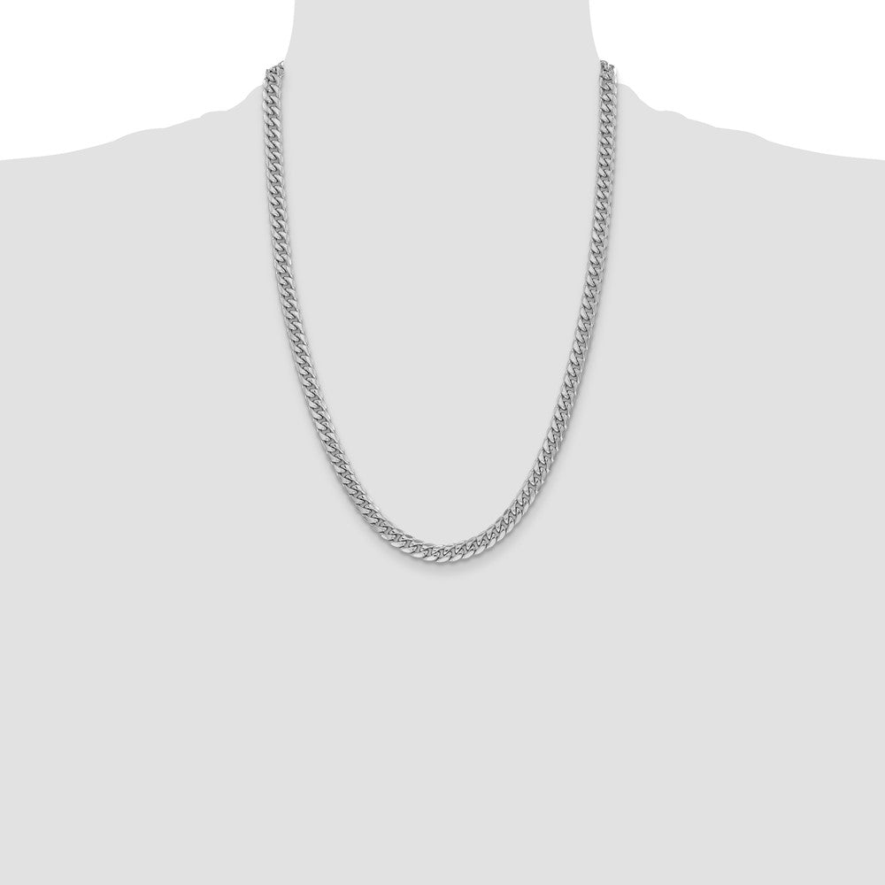 High-Quality 6mm Semi-Solid Miami Cuban Link Chain in 14K White Gold - Stylish Value