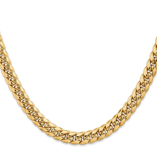 Buy Stylish 14K Gold 28-Inch 7.3mm Semi-Solid Miami Cuban Chain