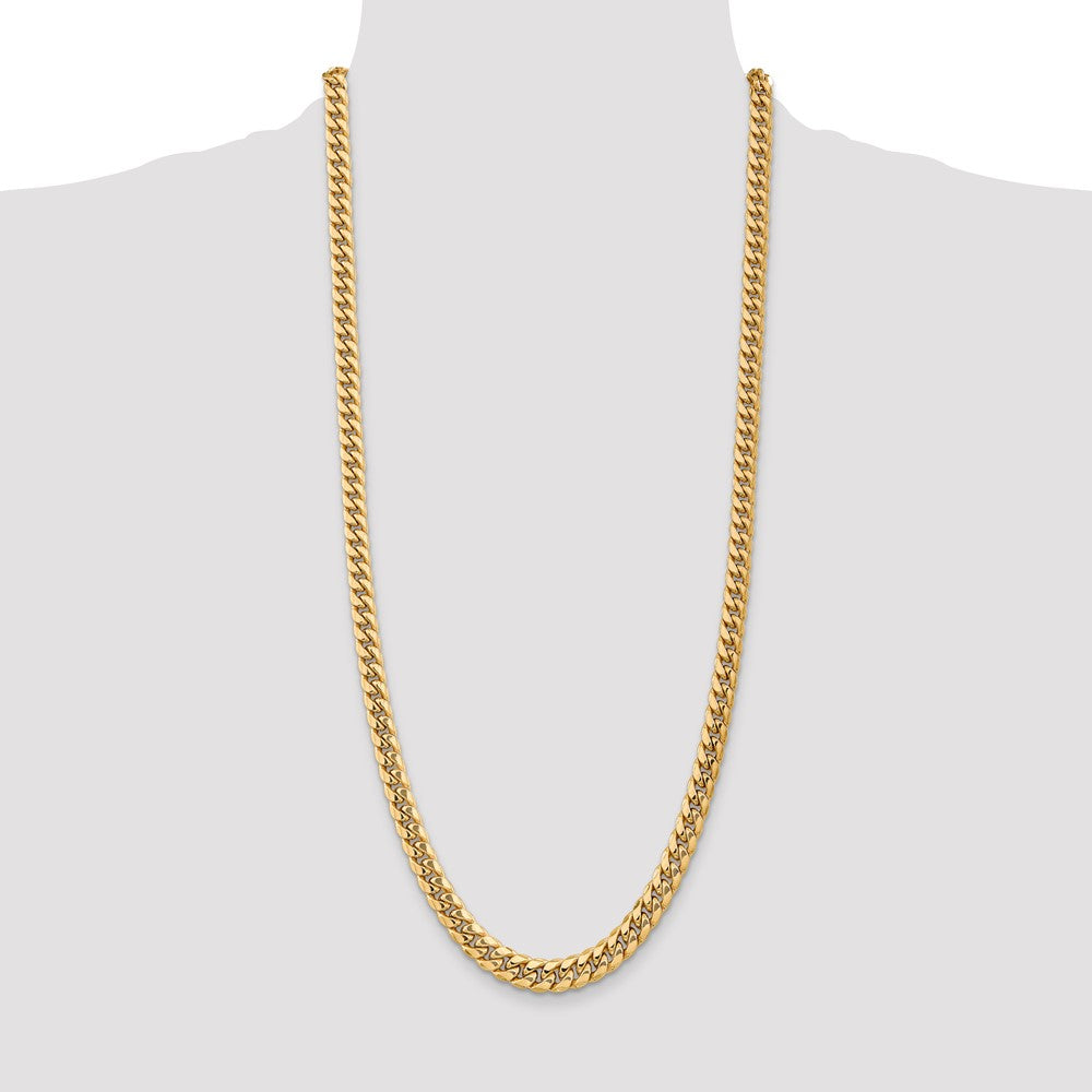 Buy Stylish 30-Inch 14K Gold Miami Cuban Chain - 7.3mm Semi-Solid Design