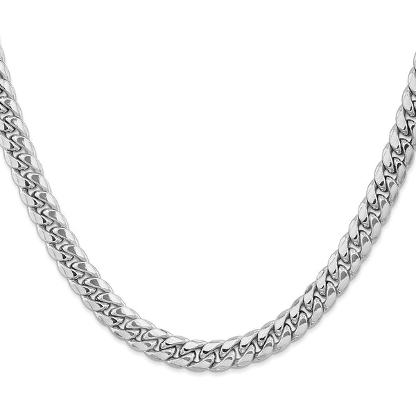 14K White Gold 7.3mm Semi-Solid Miami Cuban Link Chain
