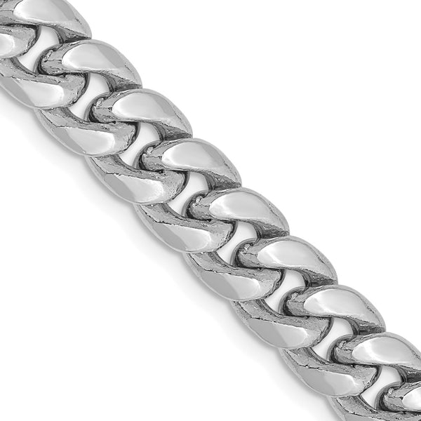 14K White Gold 7.3mm Semi-Solid Miami Cuban Link Chain
