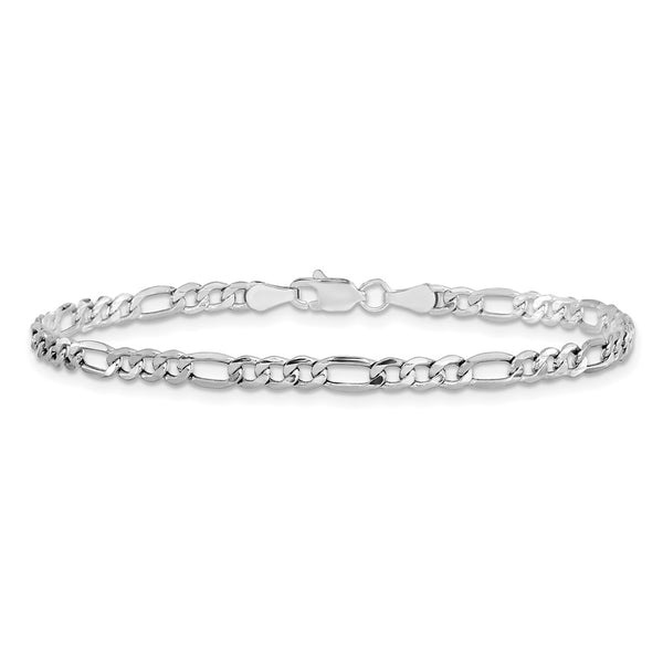 14K White Gold 7-Inch 3.5mm Figaro Bracelet